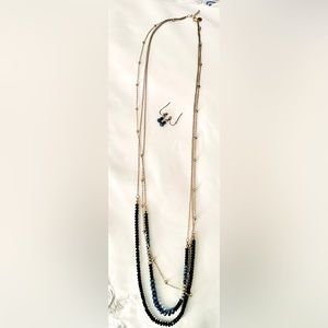 Charming Charlie blue crystal beaded necklace and earring set.